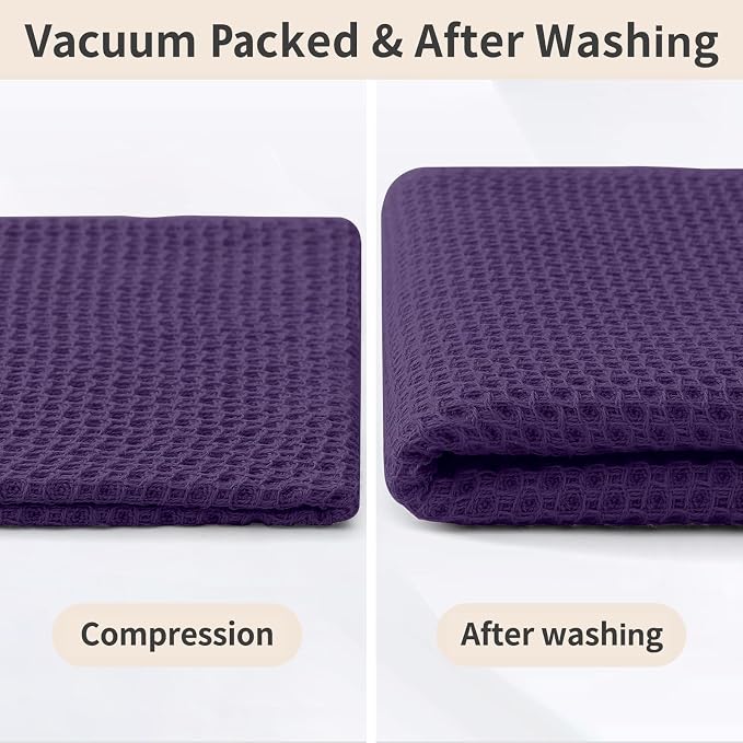 Homaxy 100% Cotton Kitchen Towels and Dishcloths Set, 12 x 12 Inches and 13 x 28 Inches, Set of 12 Bulk Kitchen Towels Set, Ultra Soft Absorbent Dish Cloths for Washing Dishes, Eggplant