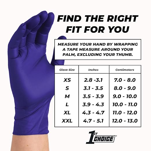 1st Choice 3 Mil Indigo Nitrile Exam Gloves Latex Free, Disposable Medical Grade, Food Prep, Tattoo, Medium, 2 Cases of 1000