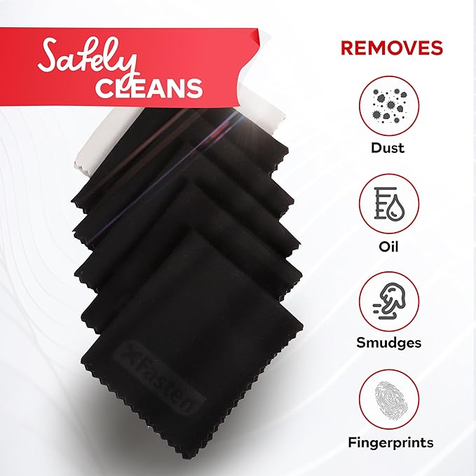 XFasten Microfiber Cleaning Cloths, 6 Inch x 7 Inch Pack of 30 Glasses Cleaner Cloths, Phone Screen Scratch Remover, LCD Screen Cleaner, Microfiber Cleaning Cloth for Electronics
