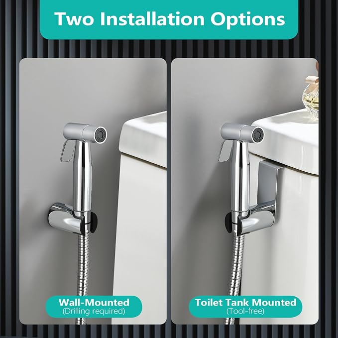 BARROCK Bidet Sprayer for Toilet, Handheld Jet Spray for Existing Toilets with Bidet Hose, Adjustable Water Pressure Muslim Shower, Stainless Steel Cloth Diaper/Feminine Wash Sprayer Chrome