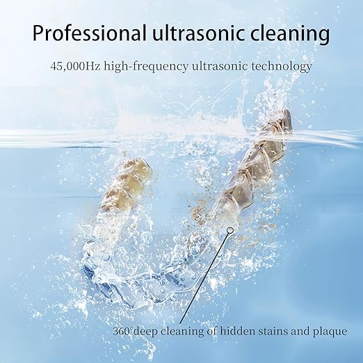 Ultrasonic Retainer Cleaner Machine 45kHz, Ultrasonic Denture Cleaner with UVA +UVC for Aligner, Nightguard, Mouthguard etc Oral Dental Care, (White)