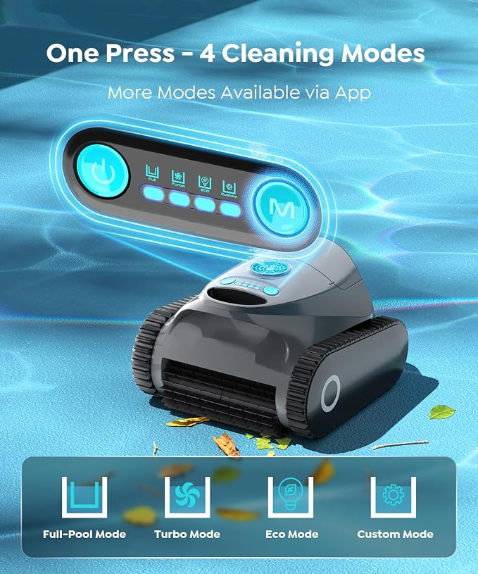 (2026 Upgrade) BRINBO C1 Robotic Pool Cleaner with 180 Mins, Pool Vacuum for Inground Ground Pools up to 1615 sq.ft, Smart Routing, Wall Climbing, Dual Filtration, with APP, Multi-Mode (Carbon Gray)
