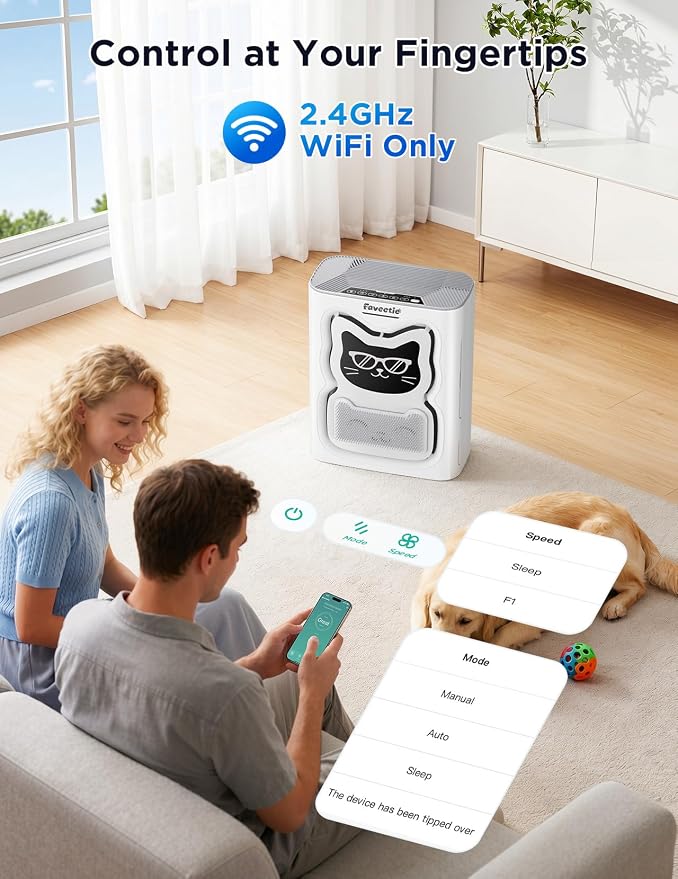 Pet Air Purifier for Home Large Room 2300 sq ft, 4-in-1 H13 HEPA Washable Pre-Filter, Air Quality Sensor & Auto Modes, Quiet Sleep Mode, Air Doctor for Pets Hair Dander Odor Smoke Dust