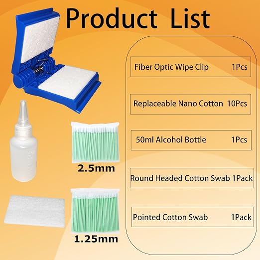 Fiber Optic Cleaning Wiping Clip Kit Optical Fiber end Connector Cleaning Equipped with 10 Replacement Cores dust-Free Paper Optical Fiber Wiping Clip,Cloth.FTTH