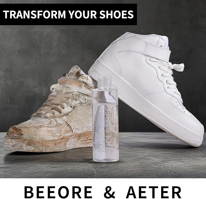 Shoe Cleaner Kit for Sneaker - 8.5 Oz Shoe Cleaning Kit with Shoe Brushes & Towel, White Shoe Sneaker Cleaner Kit, Suede Shoe Cleaner for Suede Mesh Leather Knit, and Most Materials