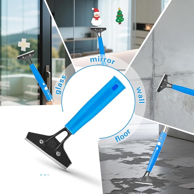 75" Window Squeegee Cleaner Kit with Extension Pole, 360° Rotating Streak-Free Glass Cleaner for High Windows, Shower Doors & Solar Panels – Professional All-in-One Window Cleaning Tools Set