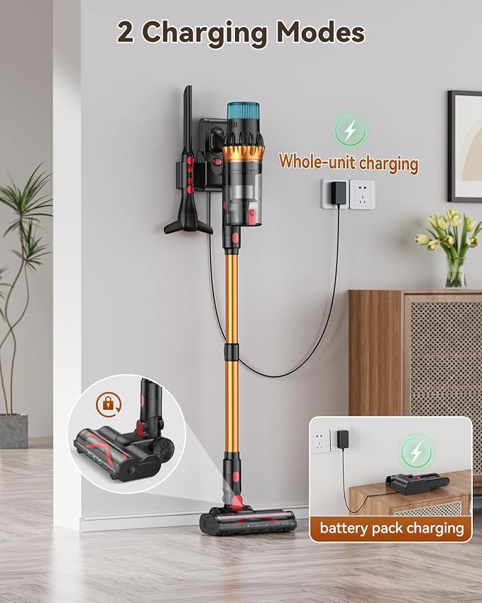 TechRise Cordless Vacuum Cleaner, 58KPA 680W 70Mins Stick Vacuum with LED Touchscreen, 3+1Smart Modes, Anti-Tangle & 8-in-1 Filter, Self-Standing Cordless Vacuum for Home/Pet Hair/Carpet/Floor
