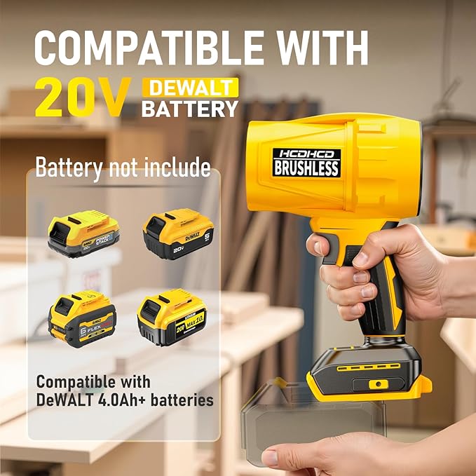 Cordless Jet Dry Blower Compatible with Dewalt 20V Battery, 750 CFM Handheld Leaf Blower, Mini Turbo Jet Fan & Power Air Duster for Car Drying, Yard Cleaning (Tool Only)