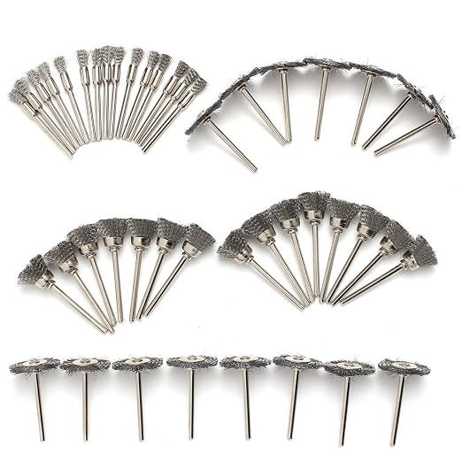 Rocaris 45PC Wire Brushes Set Steel Wheel Brushes Accessories for Rotary Tools