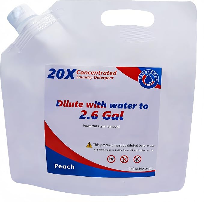 OxhornMon20X Concentrated Laundry Detergent Refill | Makes 2.6 Gallons (300 Loads), Powerful Stain Removal, HE Compatible, Great Value for Families