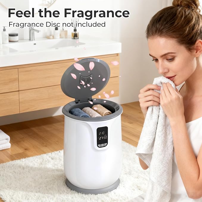 Towel Warmer Bucket, 20L Hot Towel Warmers for Bathroom With Adjustable Timer & Temperature, Hot Towel Warmer with Fragrance Disc, LCD Display, Auto Shut Off