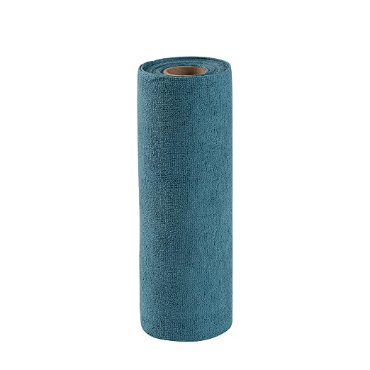 Restaurantware-Clean Tek Professional 11.8 x 11.8 Inch Microfiber Towel Rolls, 30 Reusable Towel Rolls - 30 Tear Away Sheets Per Roll, Perforated, Teal Microfiber Cloth, For All The Cleaning Tasks