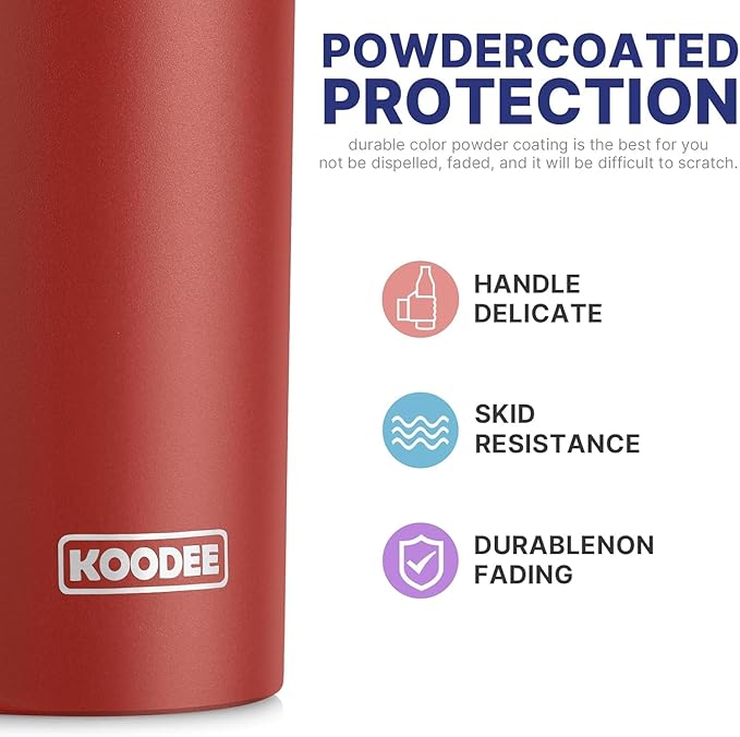 koodee 20 oz Skinny Tumbler with Straw, Stainless Steel Double Wall Insulated Slim Tumbler for Women/Men Diy Birthday Gift (Wine Red)