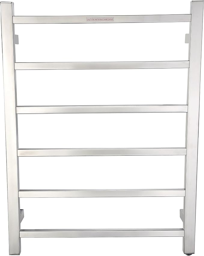 ANZZI Charles 6-Bar Wall Mount Brushed Nickel Towel Warmer | Energy Efficient 68W Electric Plug in Heated Towel Rack for Bathroom | Stainless Steel Towel Heater Rail Quick Towel Dryer | TW-AZ014BN