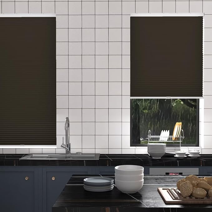 MYshade Cordless Cellular Window Shades No Tools No Drill Blackout Blinds for Indoor Windows Size 39" Wide X 72" Height Taupe Room Darkening Window Blinds for Bedroom, Bathroom, Kitchen, Living Room