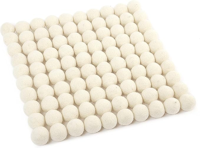 Glaciart One Wool Felt Balls, Felt Ball (100 Pieces) 2.5 Centimeters - 1 Inch, Handmade Felted Pure White Color - Bulk Small Puff for Felting and Garland