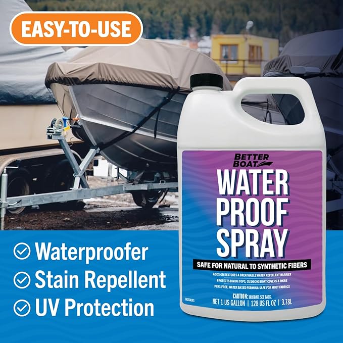 Better Boat Waterproofing Spray for Fabric 1 Gallon, Heavy Duty Water Proof Spray for Outdoor Canvas, Jackets, Tents, Clothing and Boots, Water Repellent Protector