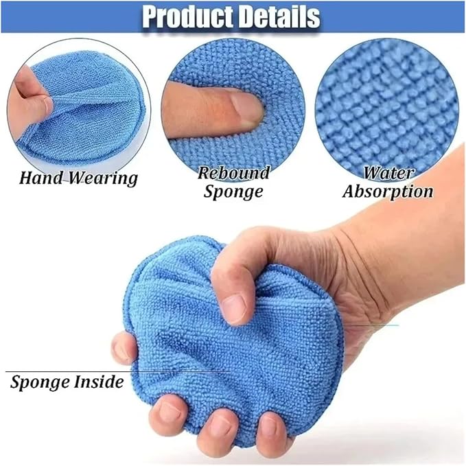 Compatible for 5/10Pcs Car Detailing Applicator Pads Wax Polish Microfiber Round Foam Sponges Soft Cleaning Tools(Grey 5Pcs)