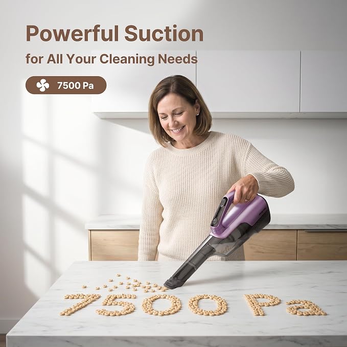 Shop-Vac S3 20V Handheld Vacuum Cordless, Dual-Speed Powerful Portable Car Vacuum Rechargeable, Wall-Mounted Lightweight Hand Vacuum for Home & Car, LED Light, HEPA Filter, Purple