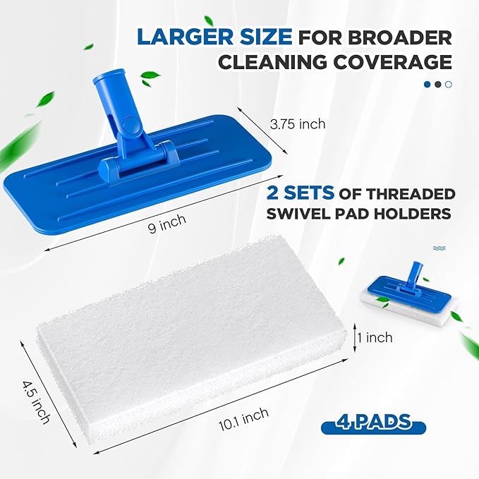 Maxdot 6 Pcs Scrub Pad Holder Threaded Swivel Floor Pad Holder with Pads, Heavy-Duty Joint Scouring, Versatile for Commercial Cleaning, Blue 9 x 3.75 Inch