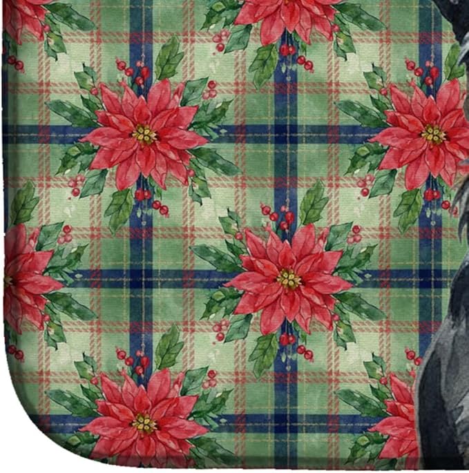 Caroline's Treasures Scottish Terrier Christmas PoinsettIas Dish Drying Mat Absorbent Dish Drying Mat Pad for Kitchen Counter Dish Drainer Mat for Countertop, 14 x 21", Multicolor