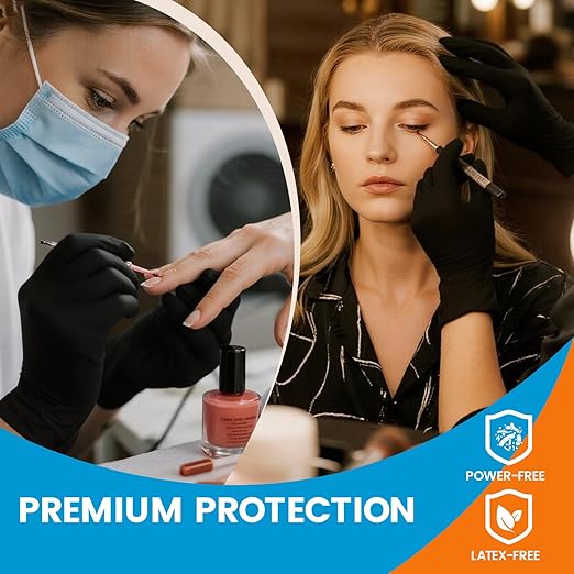 ANBOSON 6 mil Disposable Nitrile Gloves, Heavy Duty Disposable Glove, Cooking Gloves, Latex Free, Powder Free (Black of 1000, X-Large)