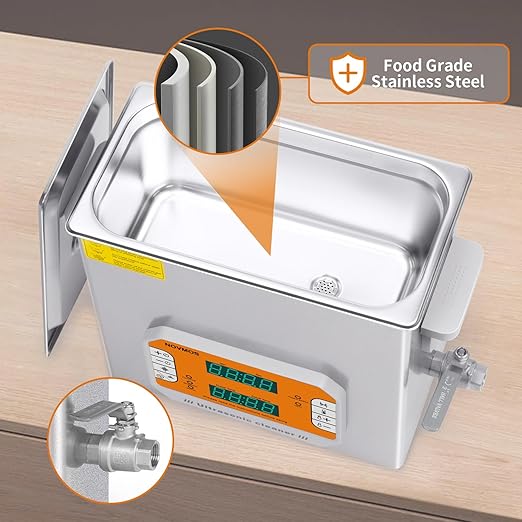 Ultrasonic Cleaner,6L 180W Touch Screen Control Ultrasonic Cleaning Machine with Timer&Heater,Sonic Cleaner for Carburetors,Parts,Chain Cleaning (Including Baskets)