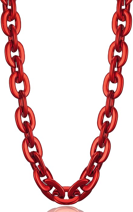 Passed colorfast test,Large Plastic Chain Necklace, 2 Pack / 4 Pack Optional,Hip-hop Rapper Big Chunky Fake Necklace , Super long Detachable, Non-fading Party Clothing Plastic Jewelry Necklace Decoration, Women and Men.
