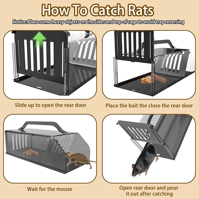 Mouse Trap Humane - Mouse Traps Work Chipmunk Rodent Trap for Indoors and Outdoors, No Kill Mouse Trap, Catch and Release Mouse Traps That Work, Easy to Clean & Reusable