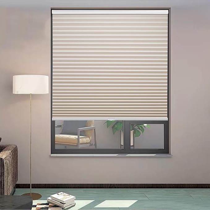MYshade Cordless Blackout Cellular Shades, 1.5" Honeycomb Window Blinds for Bedroom & Nursery, Thermal Insulated, Noise Reducing, Privacy Shades, Inside or Outside Mount (27" W x 72" H, Beige)