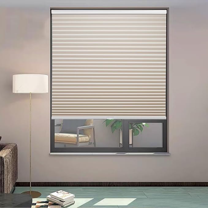 MYshade Cordless Blackout Cellular Shades, 1.5" Honeycomb Window Blinds for Bedroom & Nursery, Thermal Insulated, Noise Reducing, Privacy Shades, Inside or Outside Mount (32" W x 72" H, Beige)