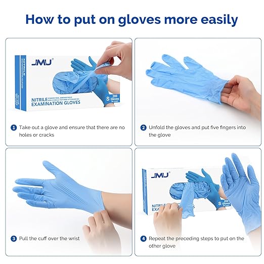 JMU Nitrile Exam Gloves XS, 1200 Count, Blue, 3.5 Mil, Latex Free and Powder Free, Disposable Medical Exam Gloves