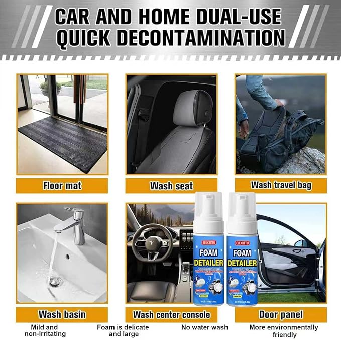Car Interior Foam Cleaner,Powerful Stain Eliminator car interior cleaner Car Carpet,Clean Cars Seat Carpet Upholstery Deep Inside Cleaning Remove Stain from Leather Fabric Vinyl Plastic150ML 2pack
