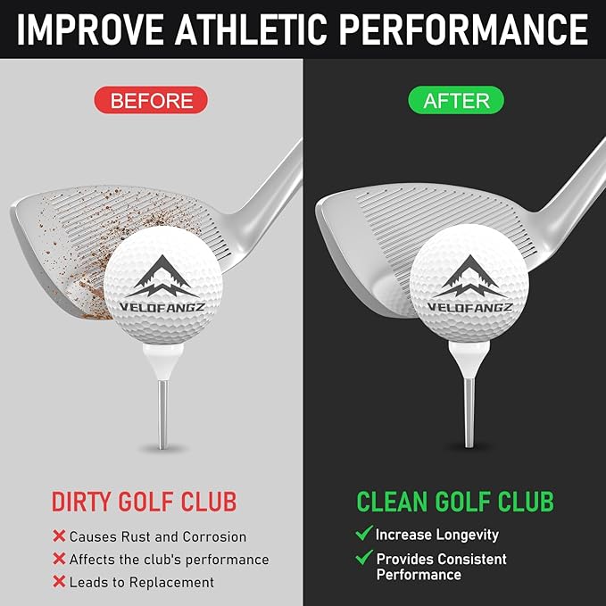 5 IN 1 Portable Golf Club Cleaning Kit, Golf Club Cleaning Brush with Retractable Zip, Golf Club Groove Sharpener Tool Use to U&V-Grooves, Golf Accessories with Microfiber Towel, Perfect Golf Gift