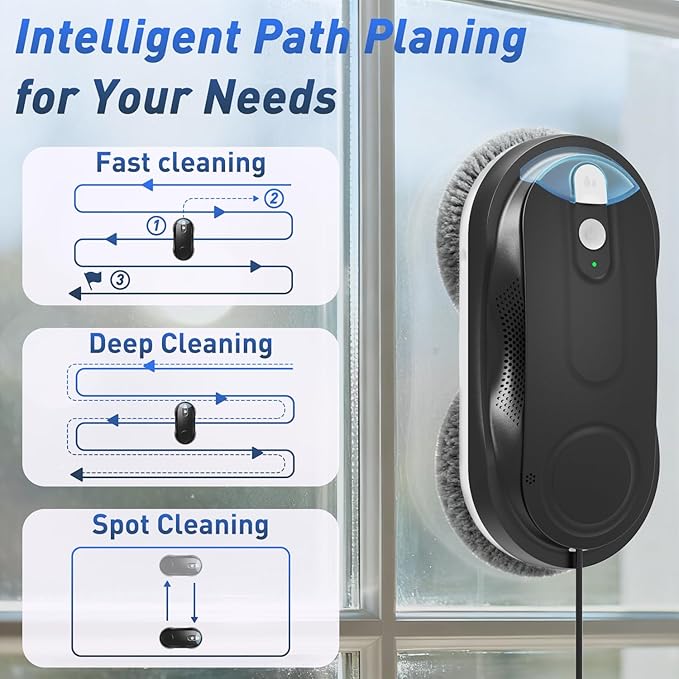 KKI Window Cleaning Robot, Automatic Window Cleaner Robot, Dual Ultrasonic Spray, Max 3200Pa, AI Path Planning & Edge Detection, Remote Control for High-Rise Windows Outside/Inside, Glass,Door, X3