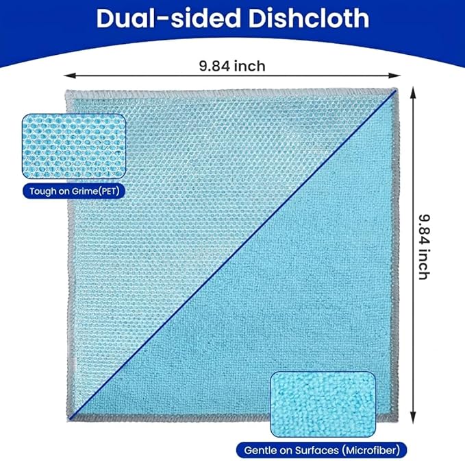 Electric Spin Scrubber & Wire Dishcloths 10 Pack Bundle – Cordless Power Scrubber 120 Min IPX7 Waterproof 8 Brush Heads + 10x10in Double-Layer Non-Scratch Reusable Cleaning Cloths