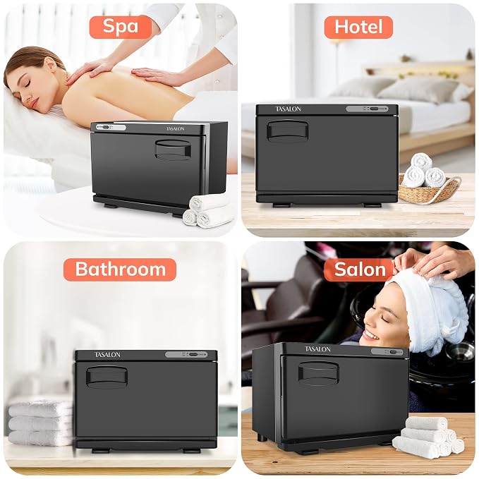 TASALON Professional Hot Towel Warmer Cabinet, 8L Middle Capacity, Use for Facial Spa, Hair Beauty, Salon Equipment and Home, Perfect Temperature for Towel Warmer, Fits up to 24 Small Towels - Black
