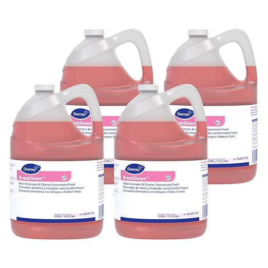 Diversey BreakDown Odor Eliminator & Cleaner Conc, Fresh, 1 gal, 4 Pack