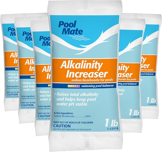 Pool Mate 1-Pound 6-Pack Premium Alkalinity Increaser for Swimming Pools, 100% Sodium Bicarbonate, Made in USA