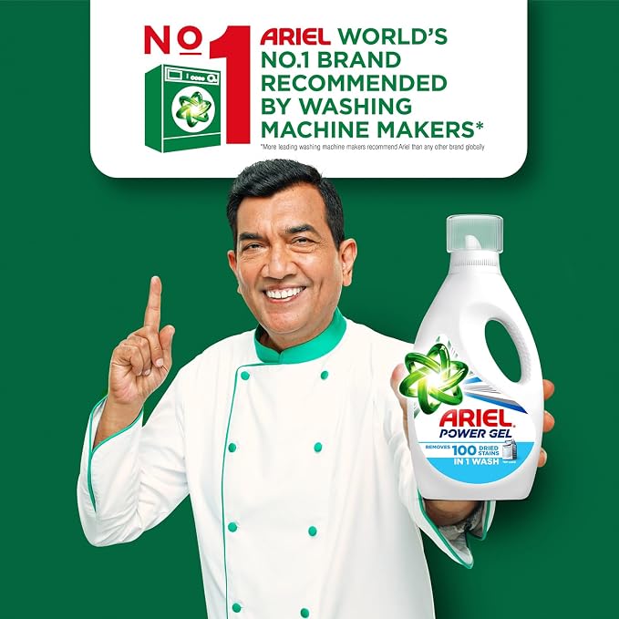 Ariel Power Gel Liquid Detergent for Top Load & Semi Auto – 2kg | Removes 100 Dried Stains in 1 Wash | Faster Dissolving | Long-Lasting Fragrance | Color Protection | At the price of Powders