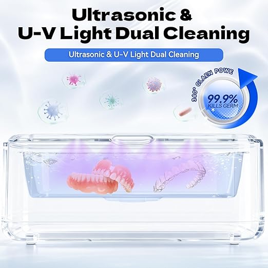 TEBAL Ultrasonic Jewelry Cleaner,50Khz Professional Jewelry Cleaner Ultrasonic Machine for Jewelry, Eyeglasses, Rings, Watch Strap, Dentures, 304 Stainless Steel Tank