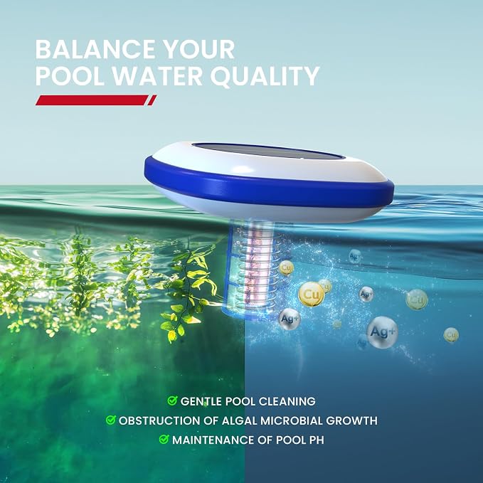 Enhulk PI25 Solar Pool Ionizer, Floating Copper Ionizer for Pool - Cleans Pools Up to 45,000 Gallons, Ideal for Above Ground, In-Ground Pools, Spas, and Hot Tubs