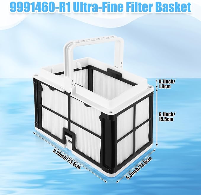 Wonderjune 2 Pcs 9991460-r1 Ultra-fine Filter Basket Compatible with Robotic Pool Cleaners, Escape Pool Filter Basket Skimmer Bottom Spring Filter