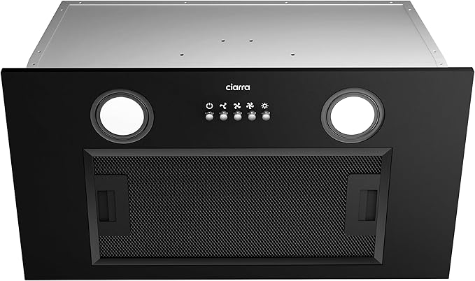 CIARRA Insert Range Hood 20 inch with Push Button Control 650 CFM Black Range Hood Vent with 3 Speed Exhaust Fan CIARRA CAB52913E (Black, 20 Inch)