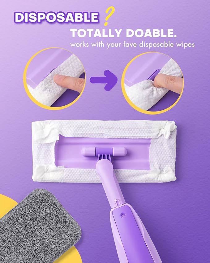 Purple Mini Spray Mop for Toddler-Montessori Cleaning Toy that Real Spray Water,Pretend Playhouse Essentials for Girls Ages 3-8,Toddler Educational Housekeeping Set