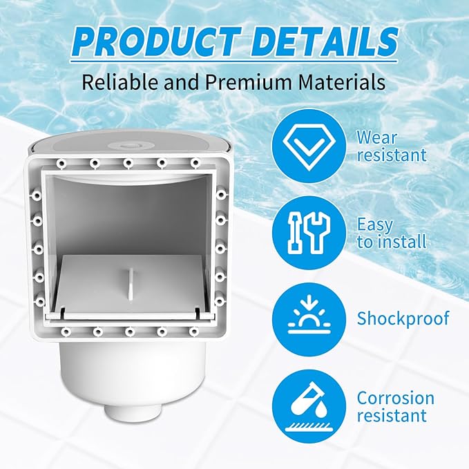 SP1091LX Universal Above Ground Pool Skimmer Kit with Accessories, Compatible with Standard 6-Inch Wall Openings, Replaces SP1090, SP1091ES, SP1095ES Hay Ward Models
