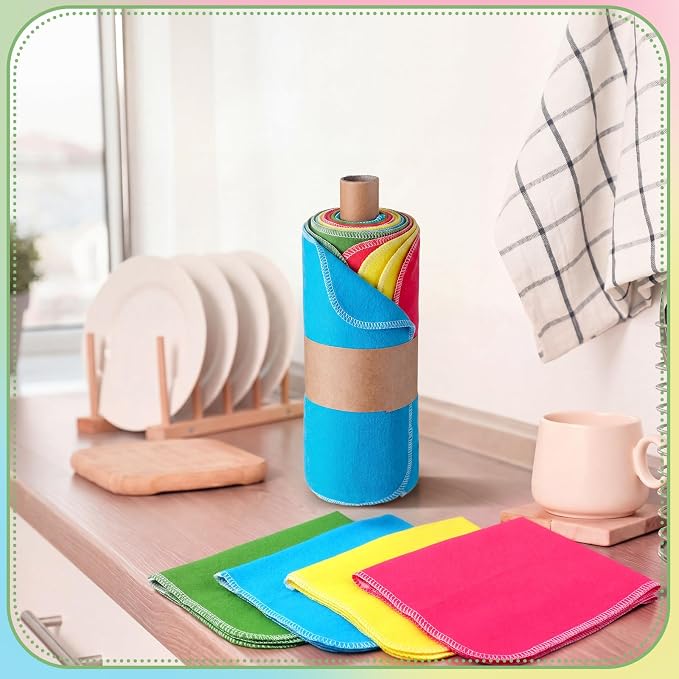 36 Pack Reusable Cleaning Cloths Washable Cotton Kitchen Towels for Home(Bright Style,Multicolored)