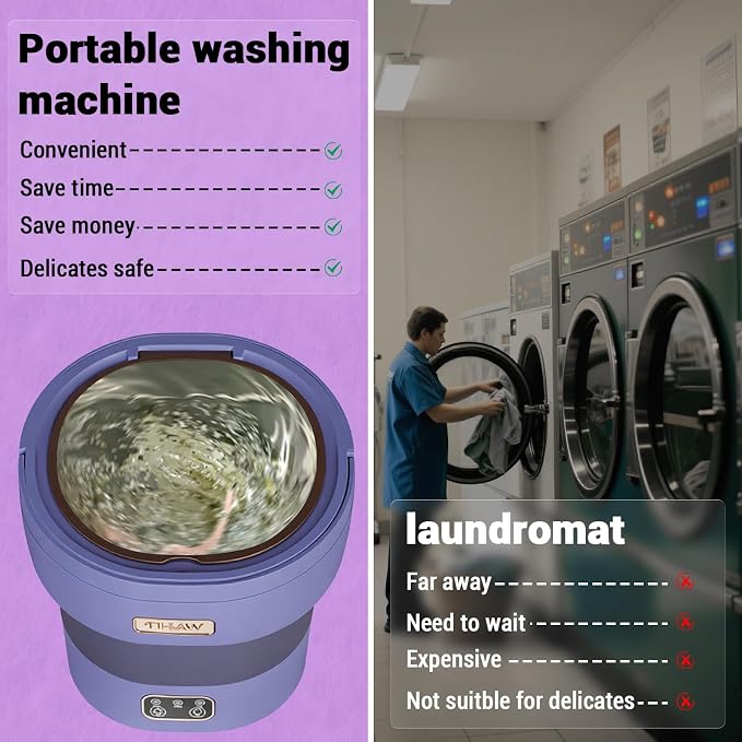 Portable Washing Machine, Mini Washer 12L Upgraded Large Capacity Foldable Washer Deep Cleaning of Underwear Baby Clothes and Other Small Clothes for Apartments Dormitories Hotels