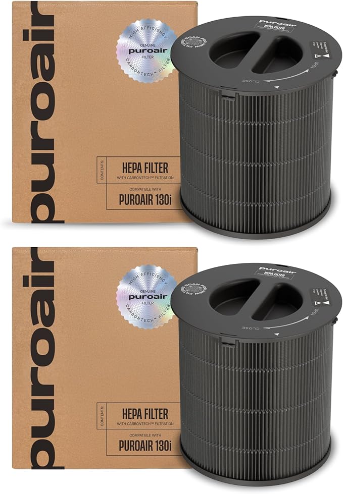 PuroAir 130 Replacement Filter - Genuine Puro Air 130 Filter Replacement - Official PuroAir Air Purifier HEPA Filter with CarbonTech Filters 99.9% of Pollen, Dust, Pet Dander, Smoke, Odors (2PK)