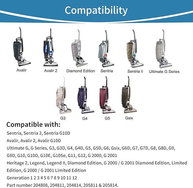 12 Bags + 4 Belts Vacuum Bags Compatible with Kirby Vacuum Cleaner Bags, Solid Cloth Dust Bag Fit All Kirby Generation & Sentria Models, Part # 205811 204814 204811 Style F